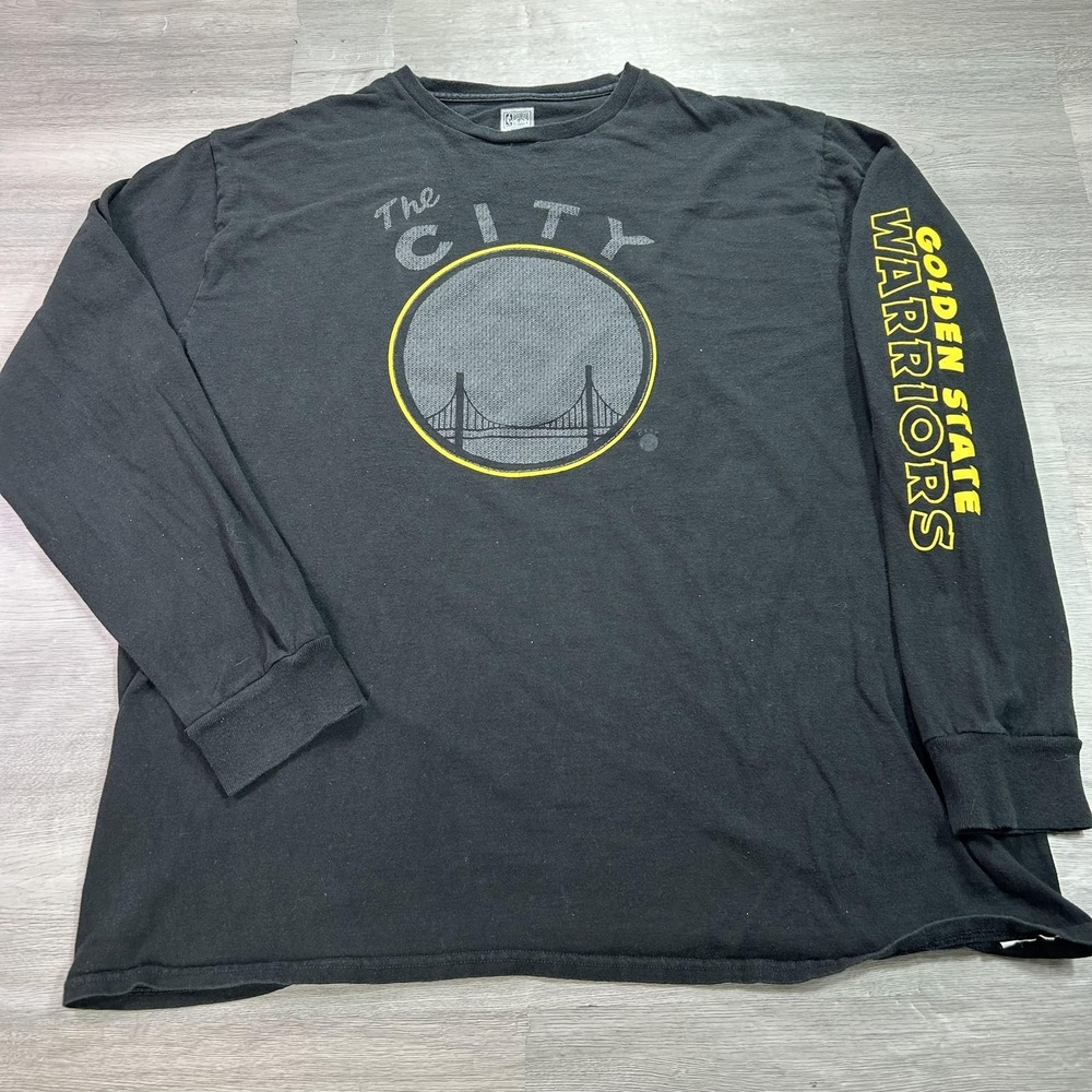 Golden State Warriors Shirt Mens 2XL Black NBA Basketball Majestic Long Sleeve